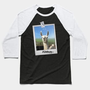 Funny Llama Alpaca Photo Seriously? Saying Baseball T-Shirt